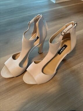 DKNY Nude Blush T-Strap Open-Toe High Heels